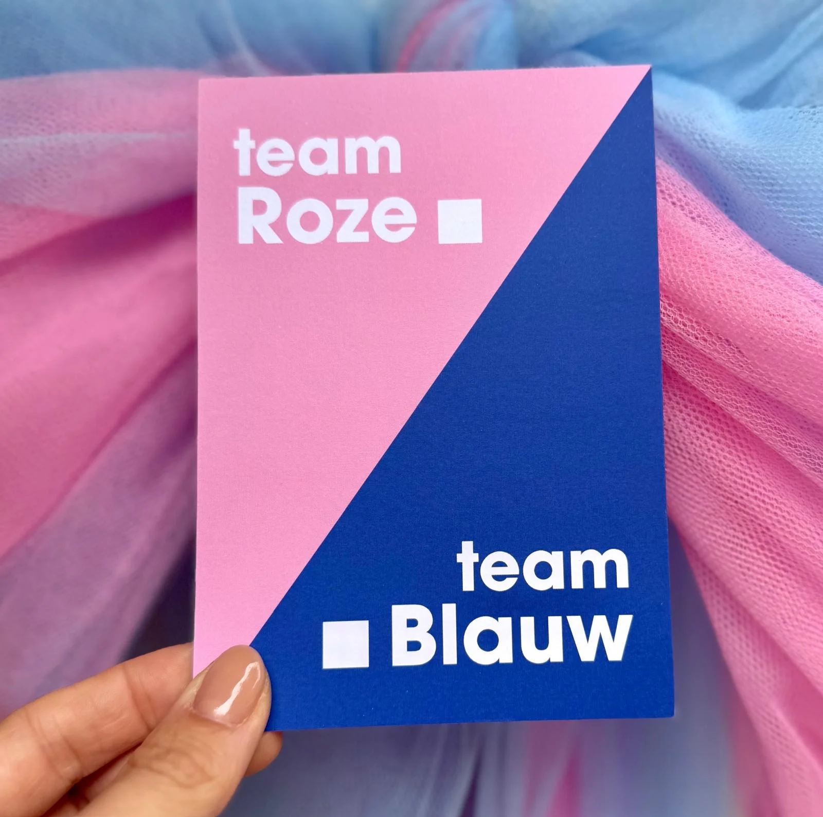 Kraamwinkel kaart 'Team roze/blauw' - 46929b81 da96 479c 98fc cdf762f0cc38 - kwk05