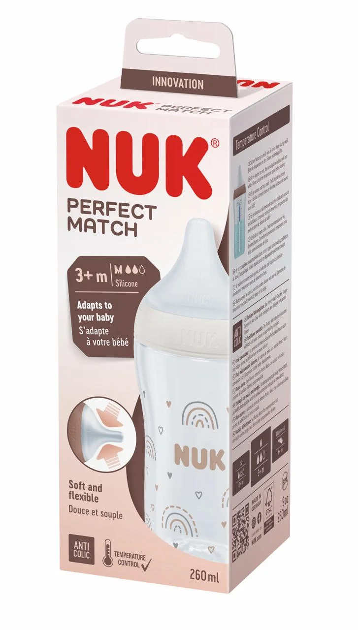 NUK perfect match 3+ maanden 260ml rainbow plastic