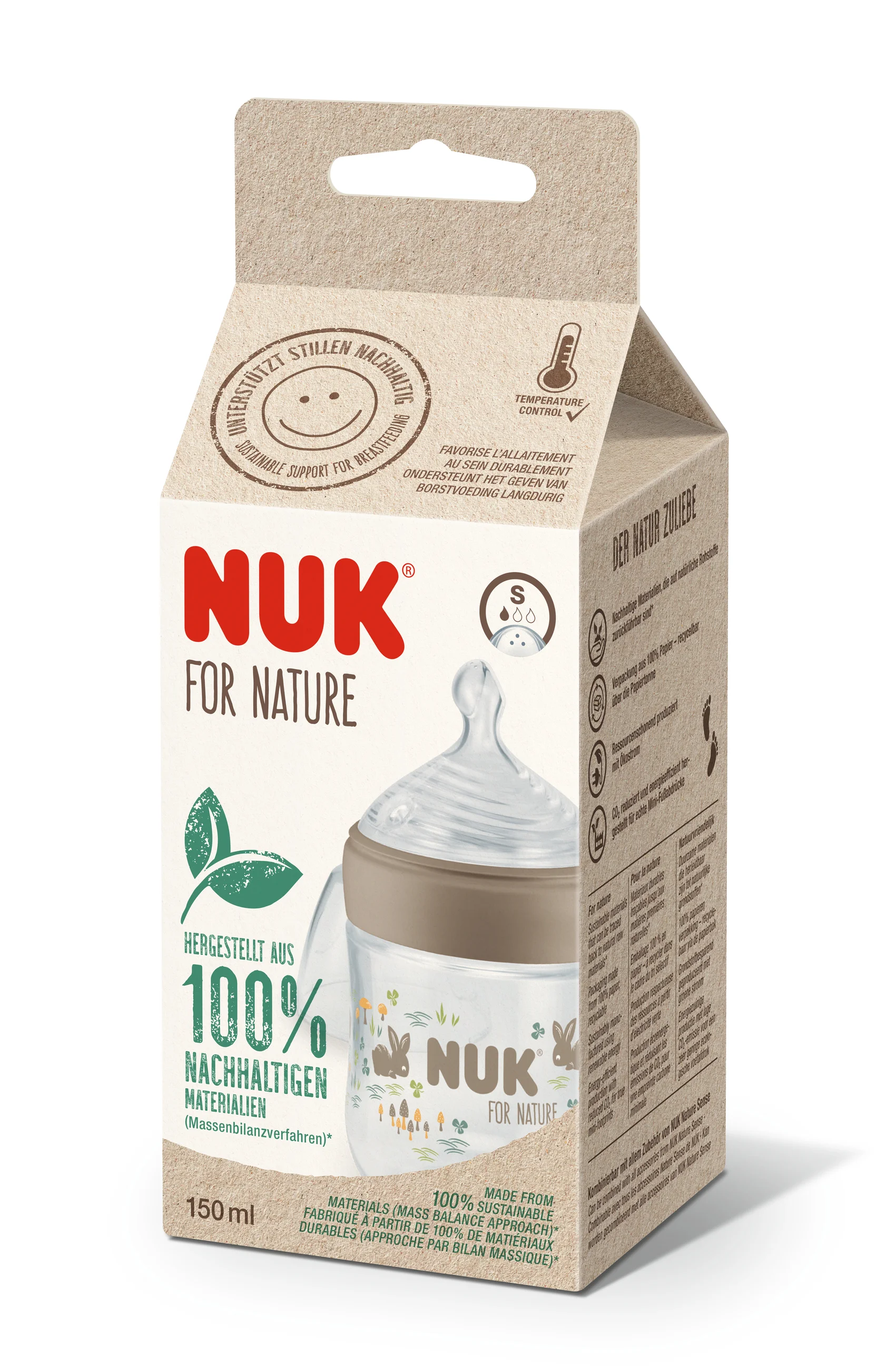 NUK nature fles 0-6 maanden beige 150ml - Nu 10215367 4008600419600 2 - 4008600419600
