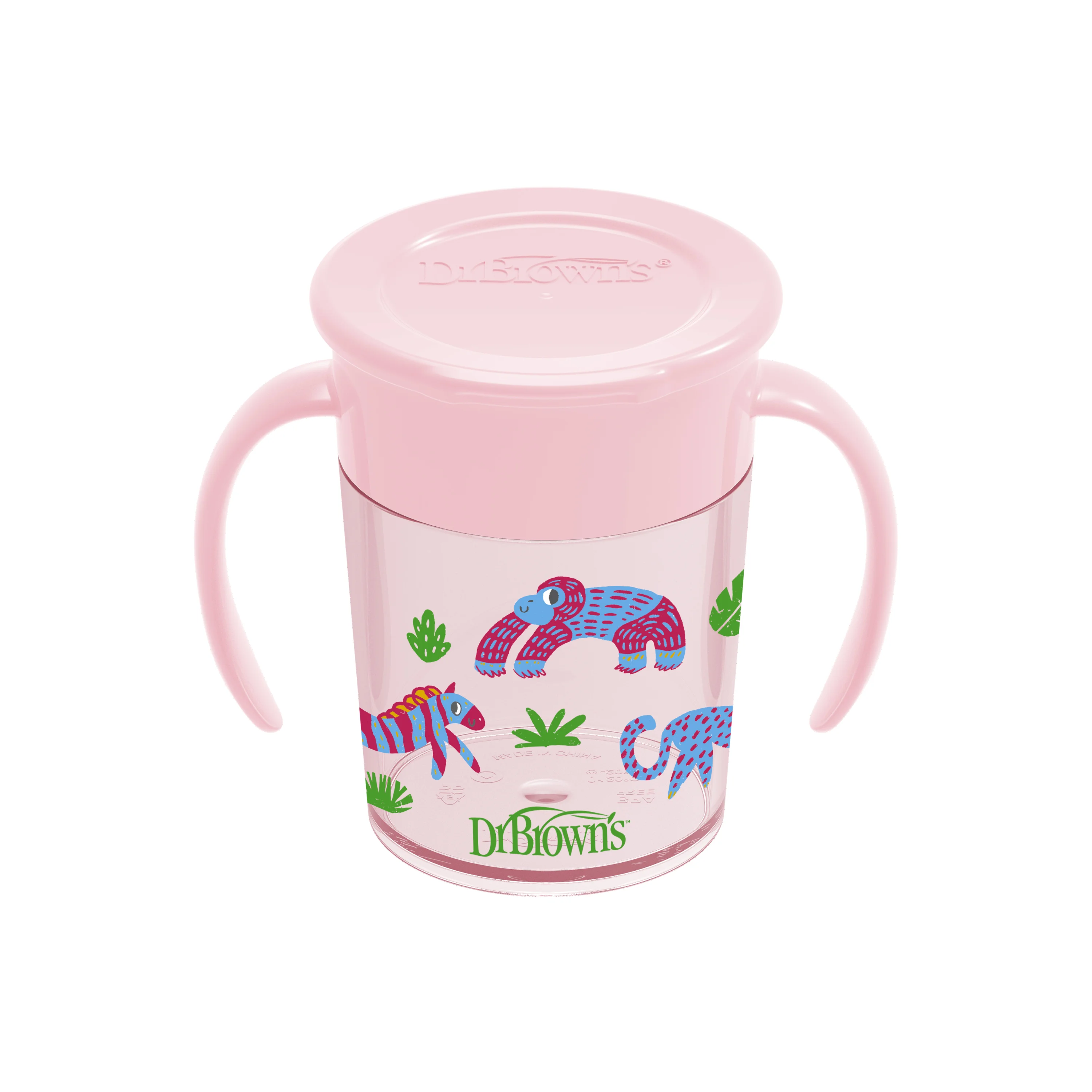 Dr. Brown's cheers 360graden cup 200ml 6+maanden - Tc71005 r1 product top angle cheers360 cup with handles 7oz 200ml pink - TC71005