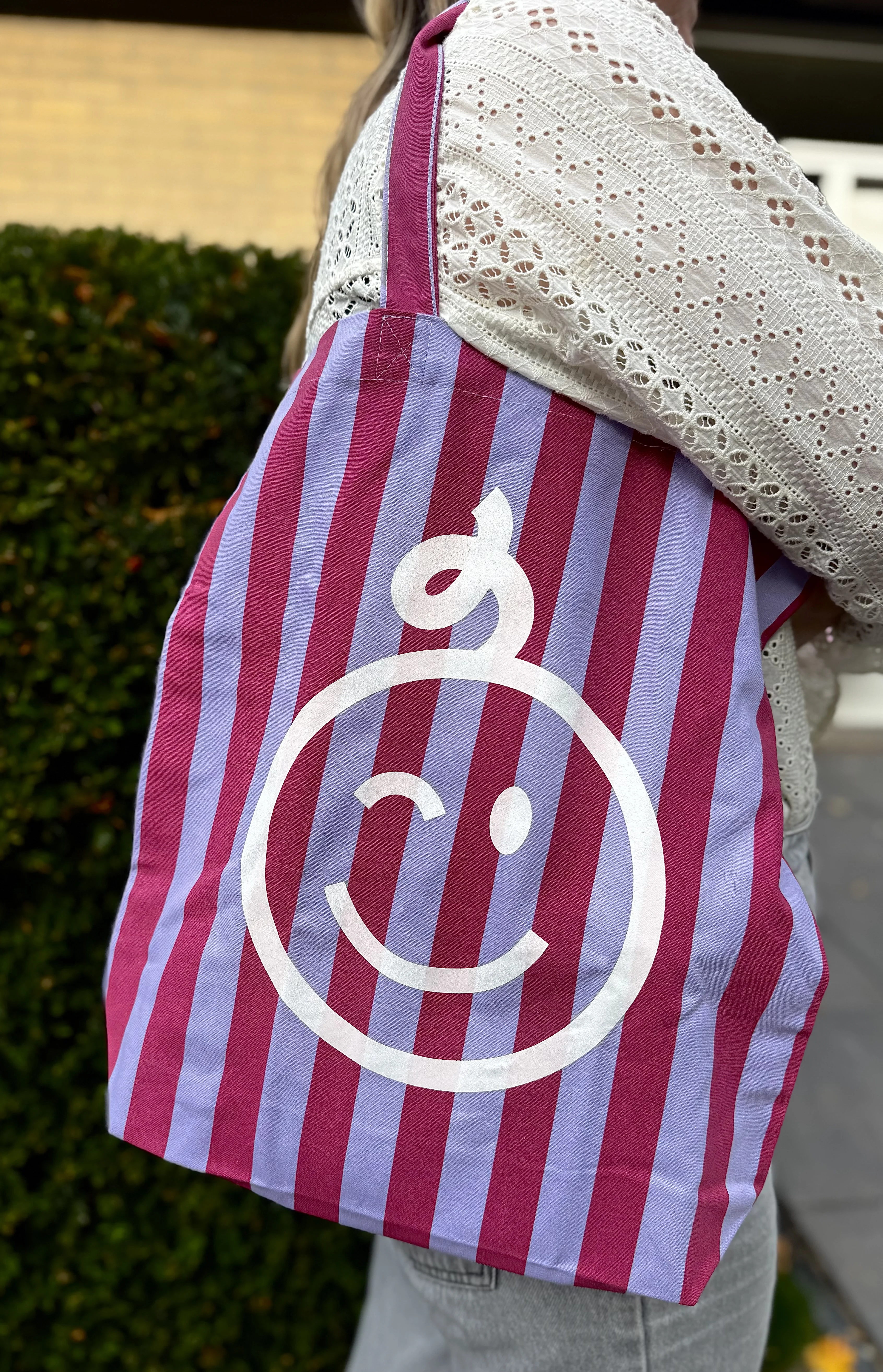 Kraamwinkel shopper 'Bordeaux/lila gestreept' - Tempimagewoxkuq - kwt11