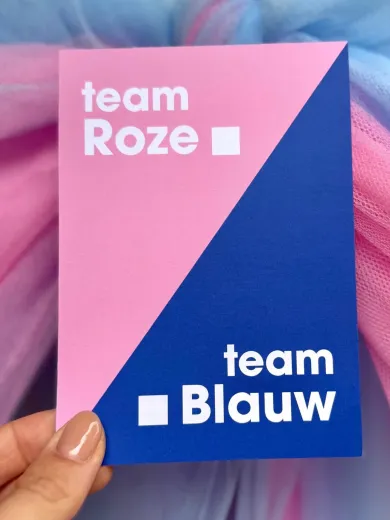 Kraamwinkel kaart 'Team roze/blauw' - 46929b81 da96 479c 98fc cdf762f0cc38 - kwk05
