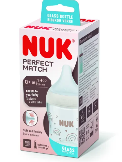NUK perfect match fles 0+ maanden 120ml rainbow glas - Nu 10211036 4008600434320 2 - 4008600434320