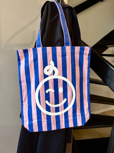 Kraamwinkel shopper 'Donkerblauw/roze gestreept' - Tempimagekbecaz - kwt15