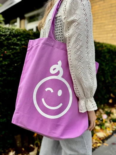 Kraamwinkel shopper 'Paars/witte baby' - Tempimagekhjimh - kwt03