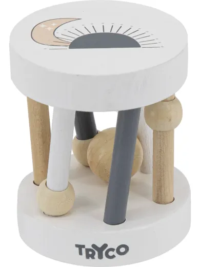 Tryco houten rammelaar roller - Tr 353008 tryco wooden rattle round 01 2 - 8720289396039